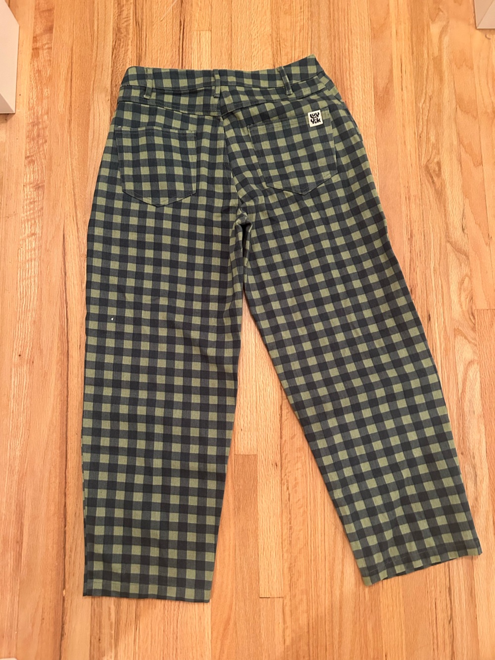 Lucy & Yak Drew Cropped Pant Green & Black Checkered Pants - Picture 3 of 6